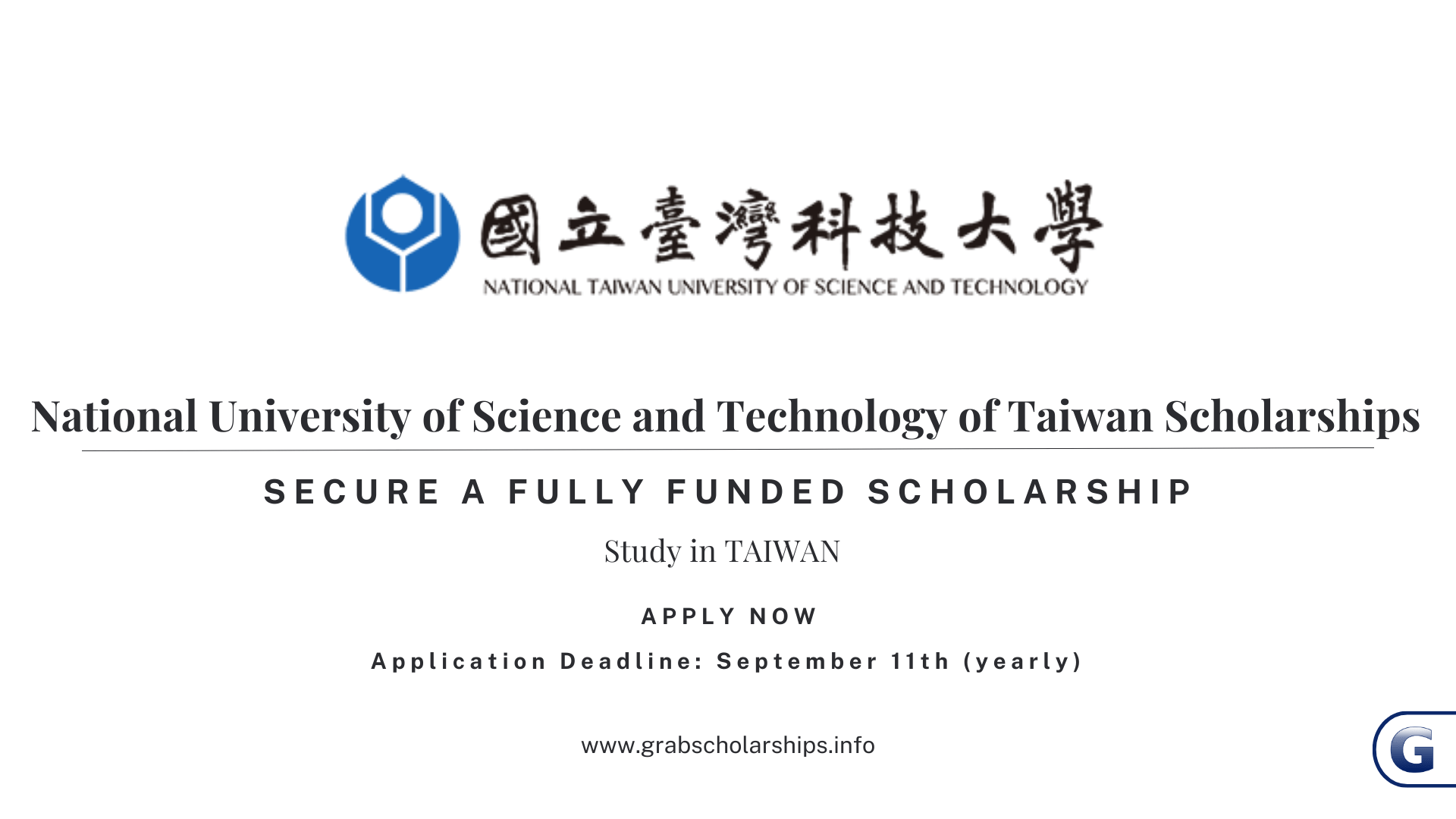 National University of Science and Technology of Taiwan Scholarships