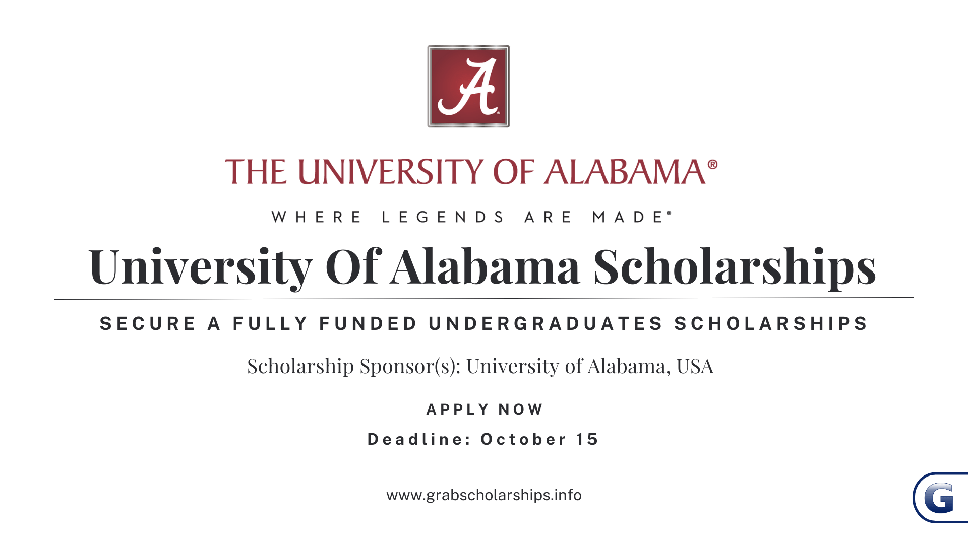 University of Alabama Scholarships in USA